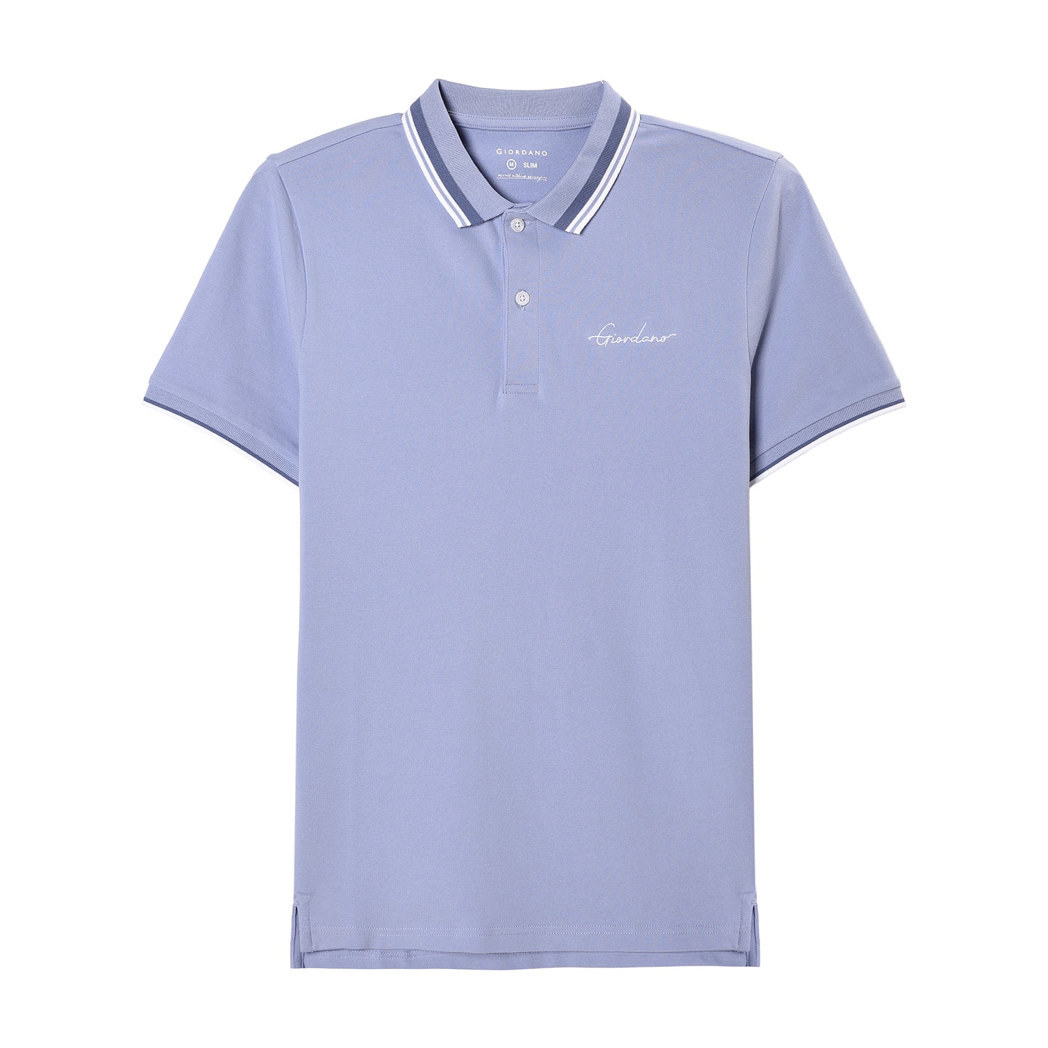 Giordano Men's Slim Fit Cotton Polo Shirt With Sailboat Embroidery-Purple