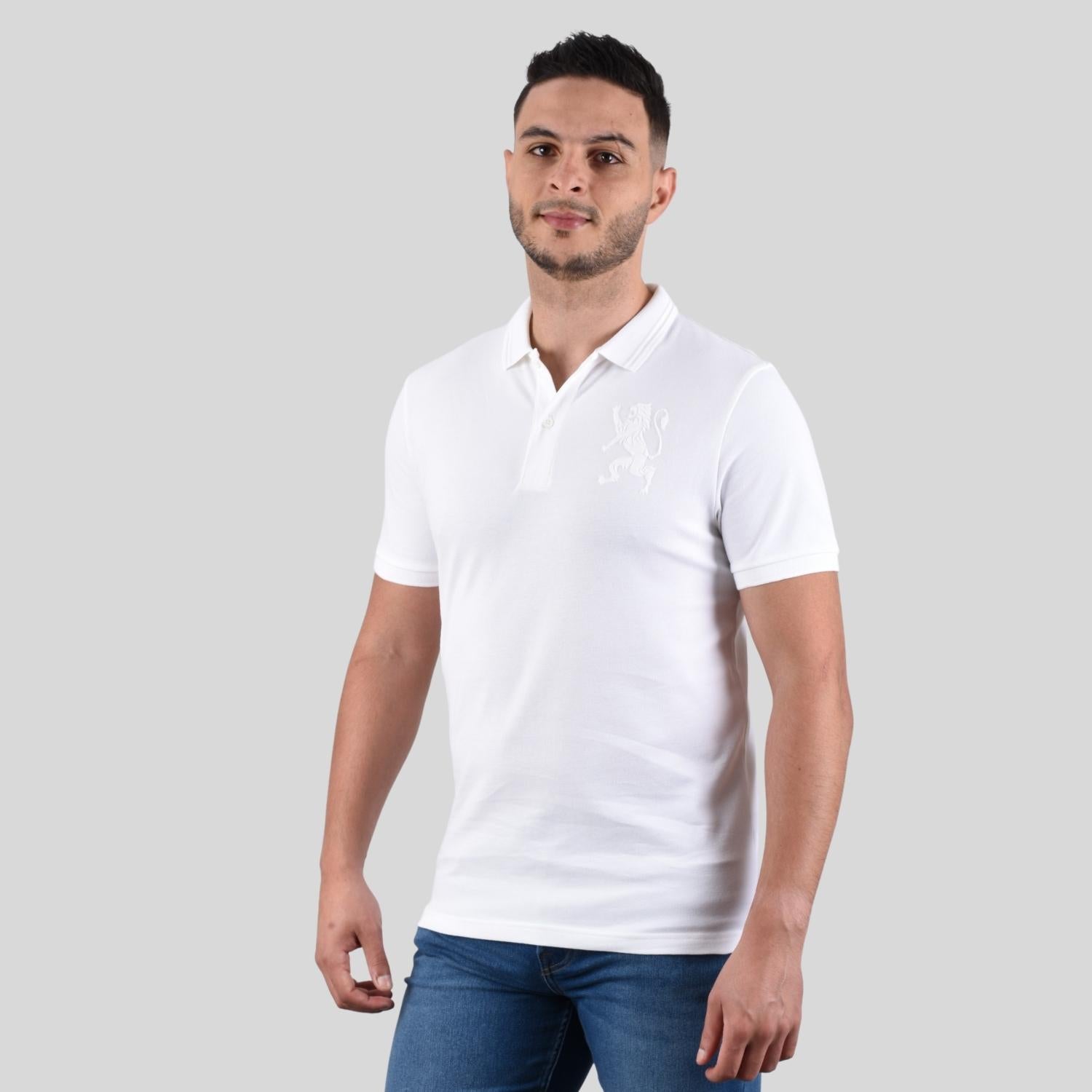 Giordano Men's 3D Lion Polo-White