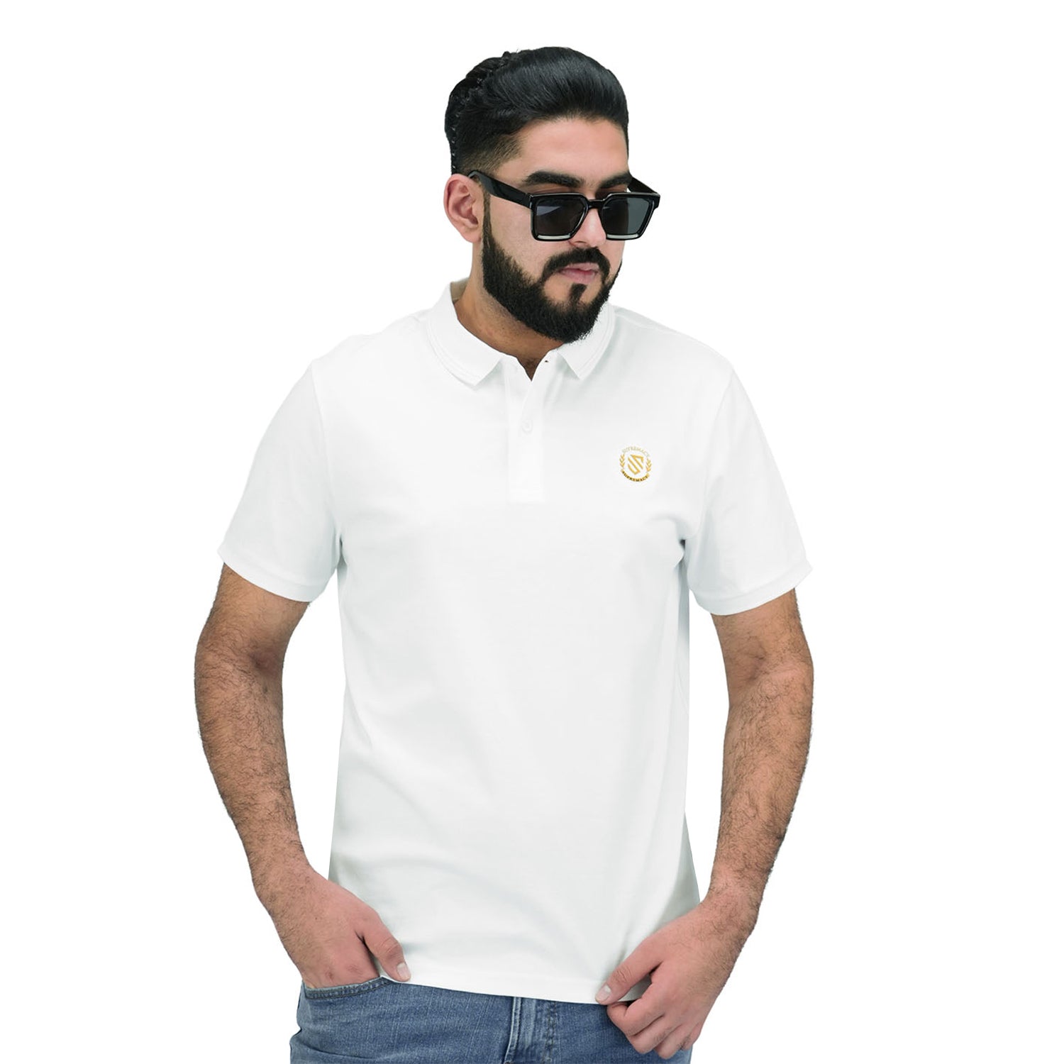 Giordano Men's Embroidered Polo-White