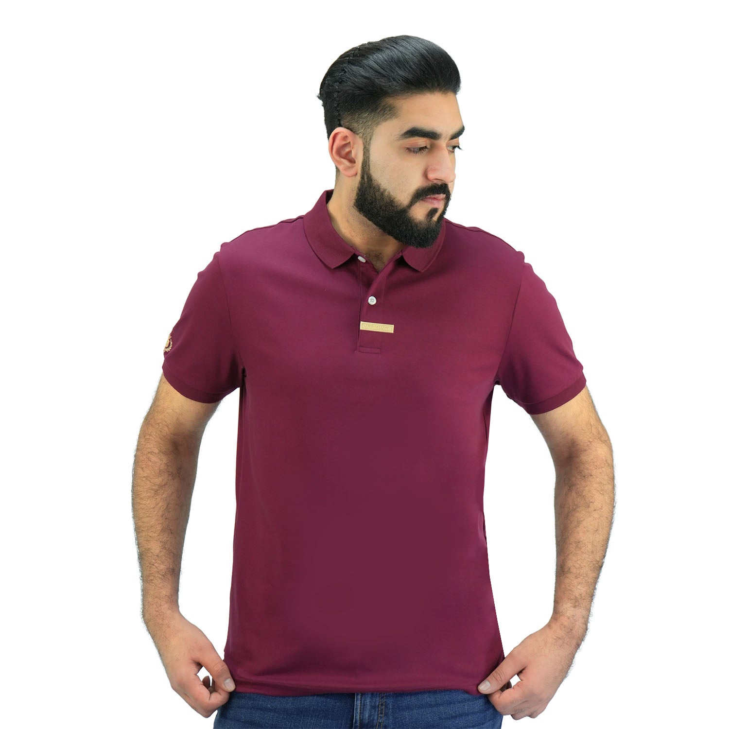 Giordano Men's Embroidered Polo-Burgundy
