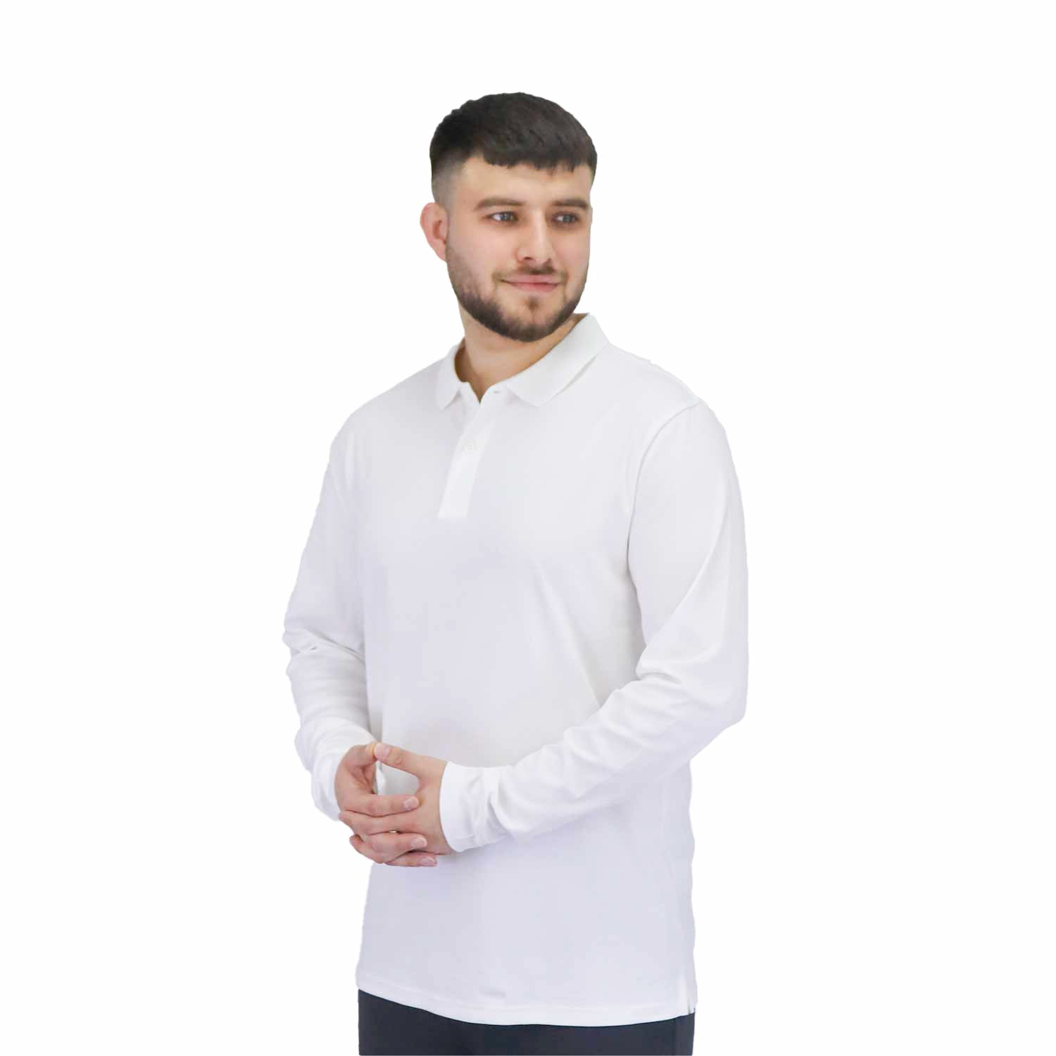 Giordano Men's Flat Knit Collar Long Sleeve Liquid Touch Slim Fit Solid Color Polo-White