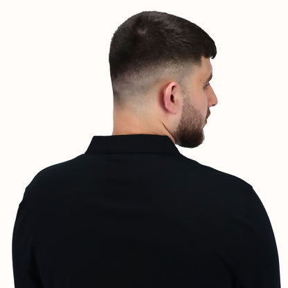 Men's Flat Knit Collar Long Sleeve Liquid Touch Slim Fit Solid Color Polo