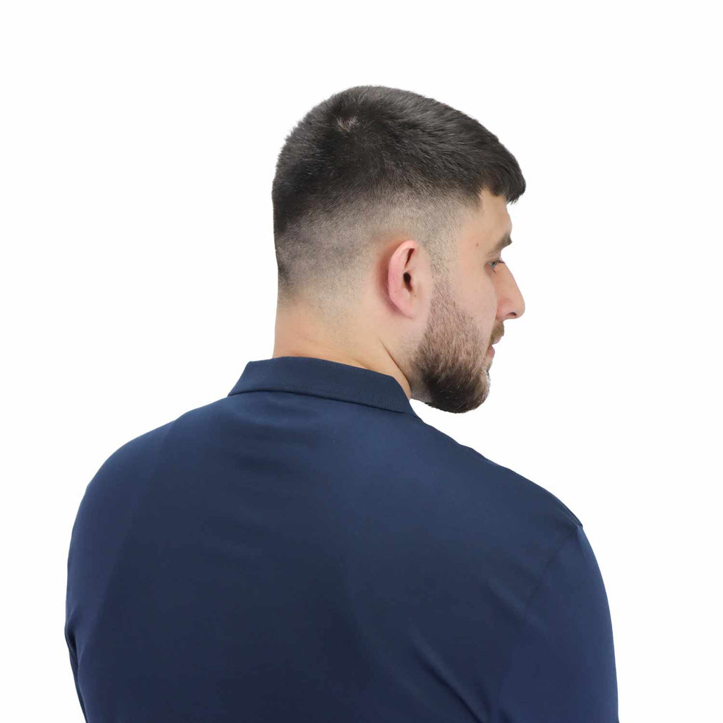Men's Flat Knit Collar Long Sleeve Liquid Touch Slim Fit Solid Color Polo