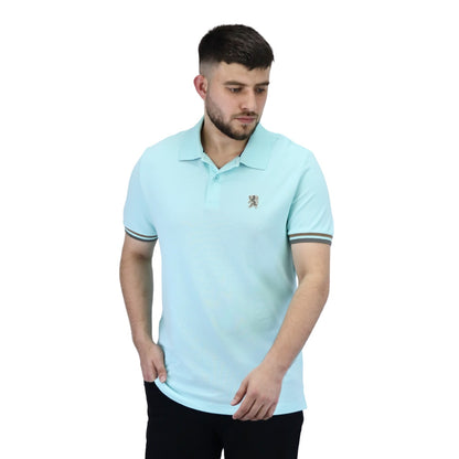 Giordano Men's Performance Slim Fit Lion Embroidery Solid Polo-Blue