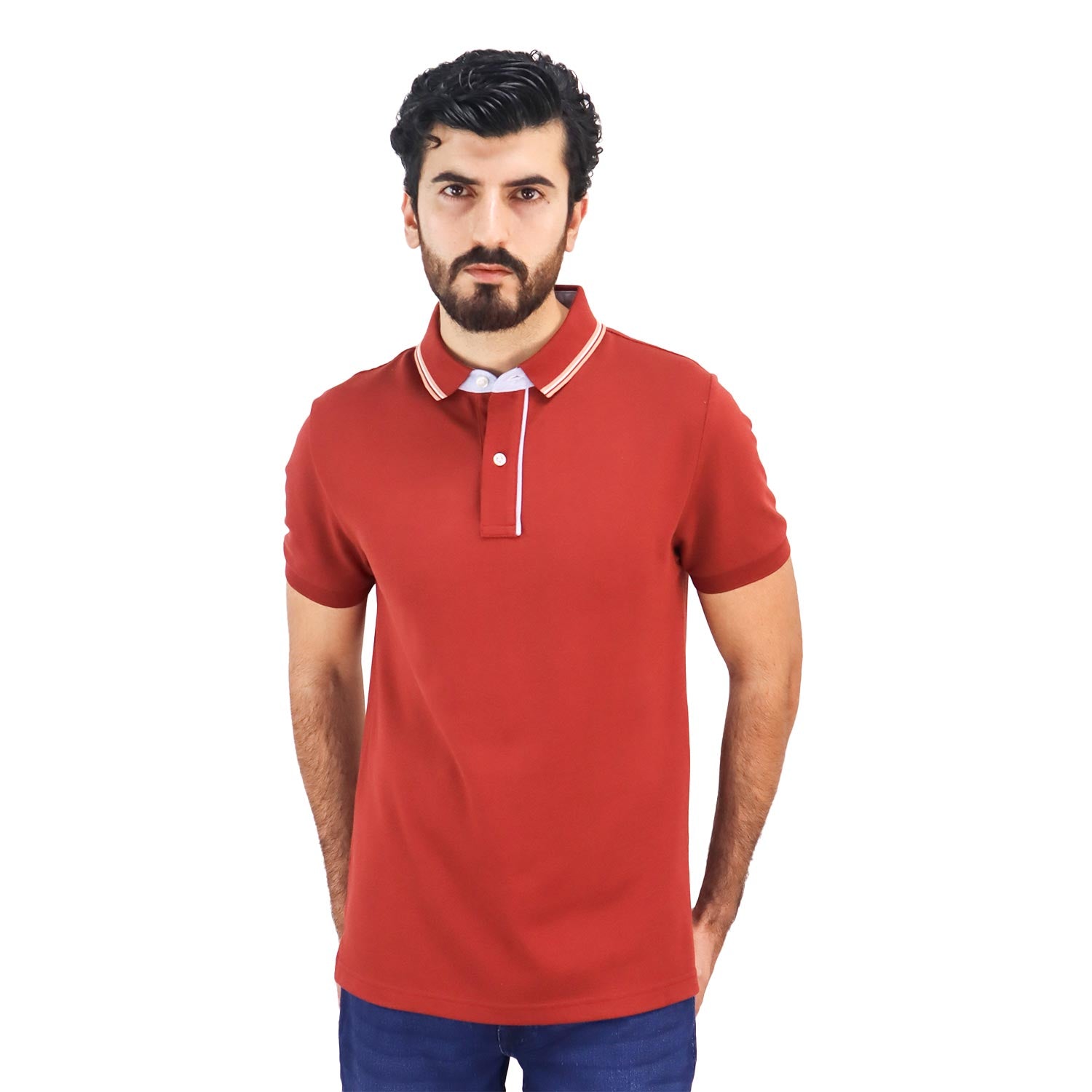 Giordano Men's Solid Polo-Red
