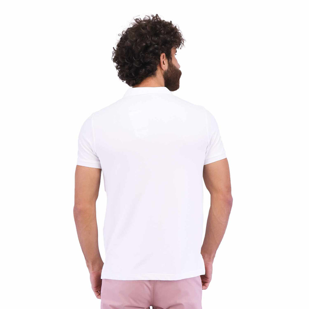 Men's Pique Flat Knit Collar Slim Fit Embroidery Solid Polo