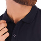 Men's Pique Flat Knit Collar Slim Fit Embroidery Solid Polo