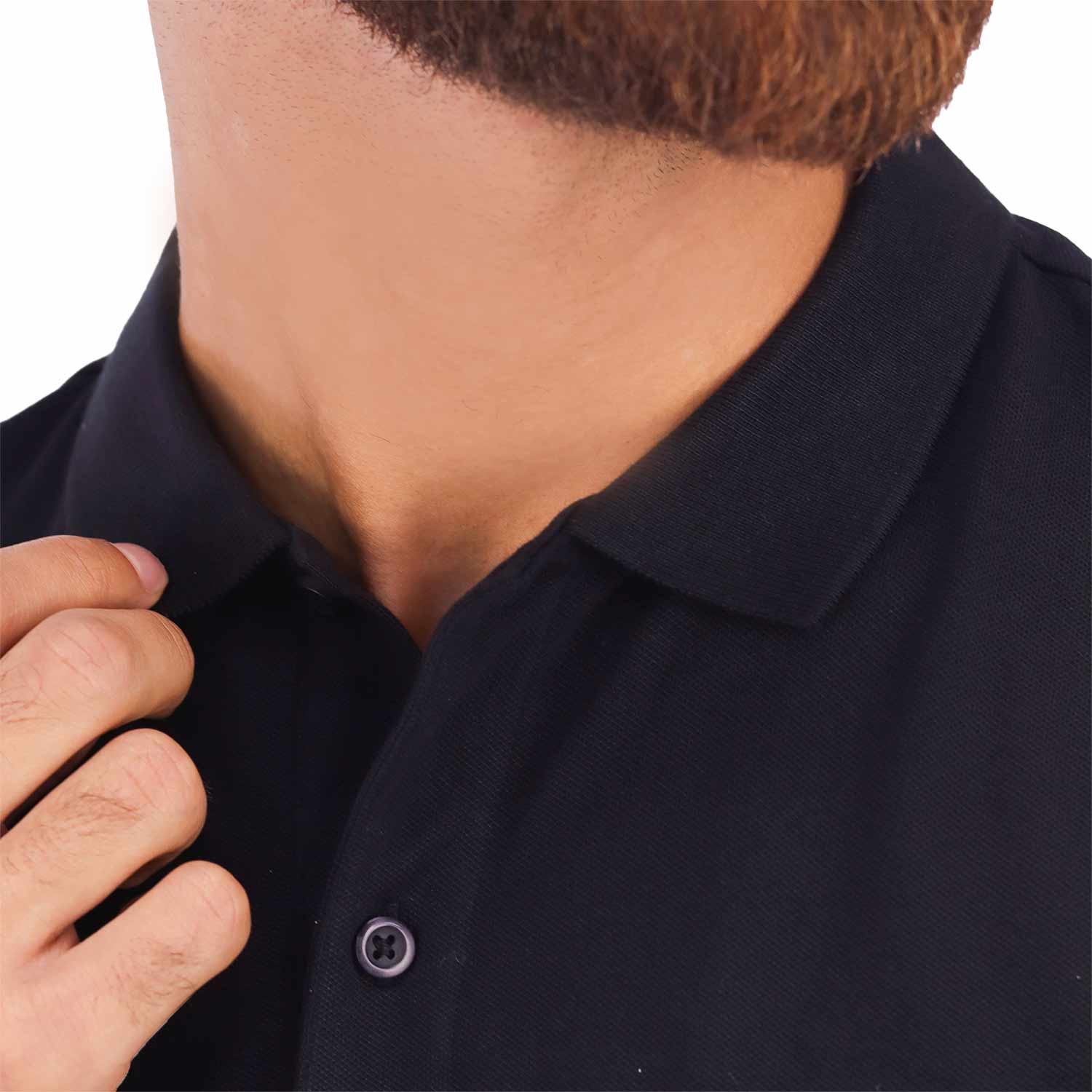 Men's Pique Flat Knit Collar Slim Fit Embroidery Solid Polo