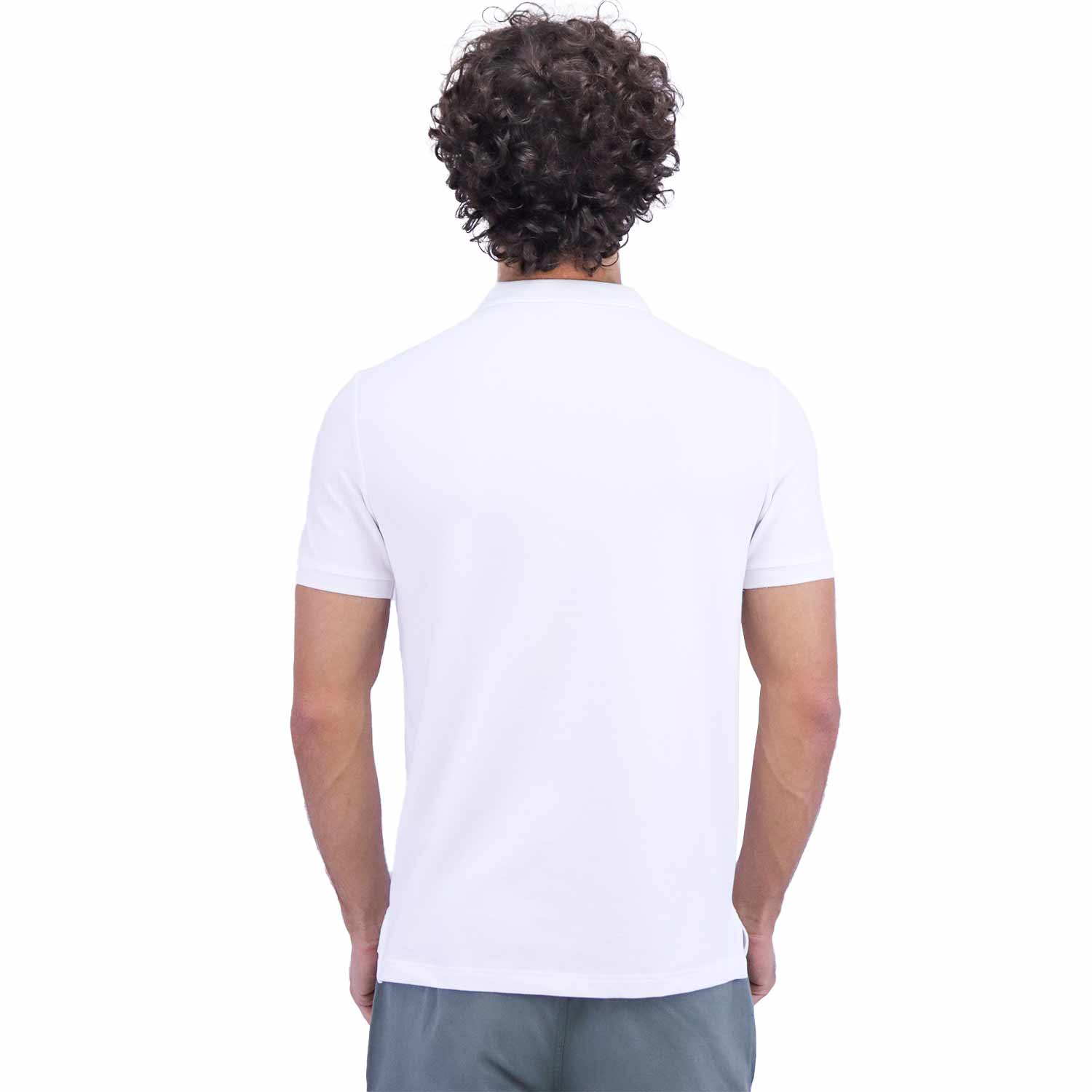 Men's Pique Flat Knit Collar Slim Fit Embroidery Solid Polo