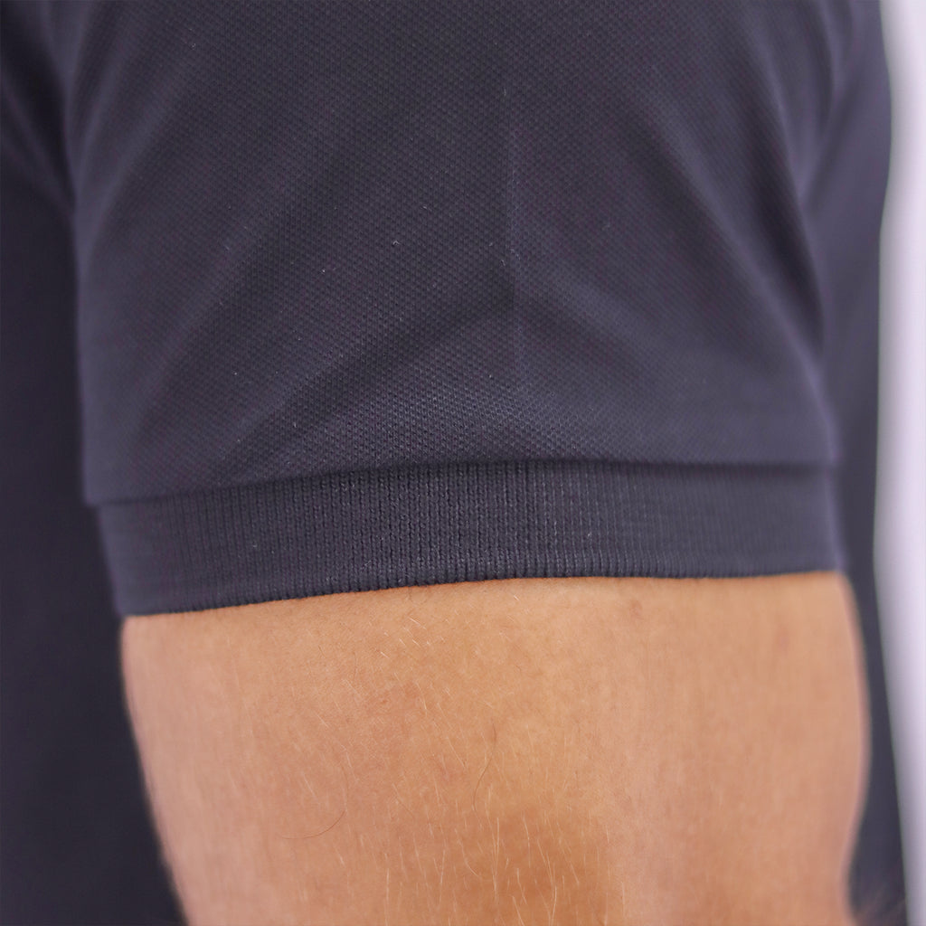 Men's Pique Flat Knit Collar Slim Fit Embroidery Solid Polo