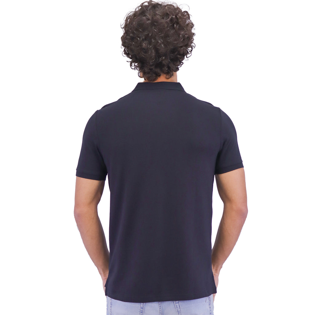 Men's Pique Flat Knit Collar Slim Fit Embroidery Solid Polo