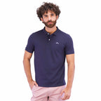 Men's Pique Flat Knit Collar Slim Fit Embroidery Solid Polo