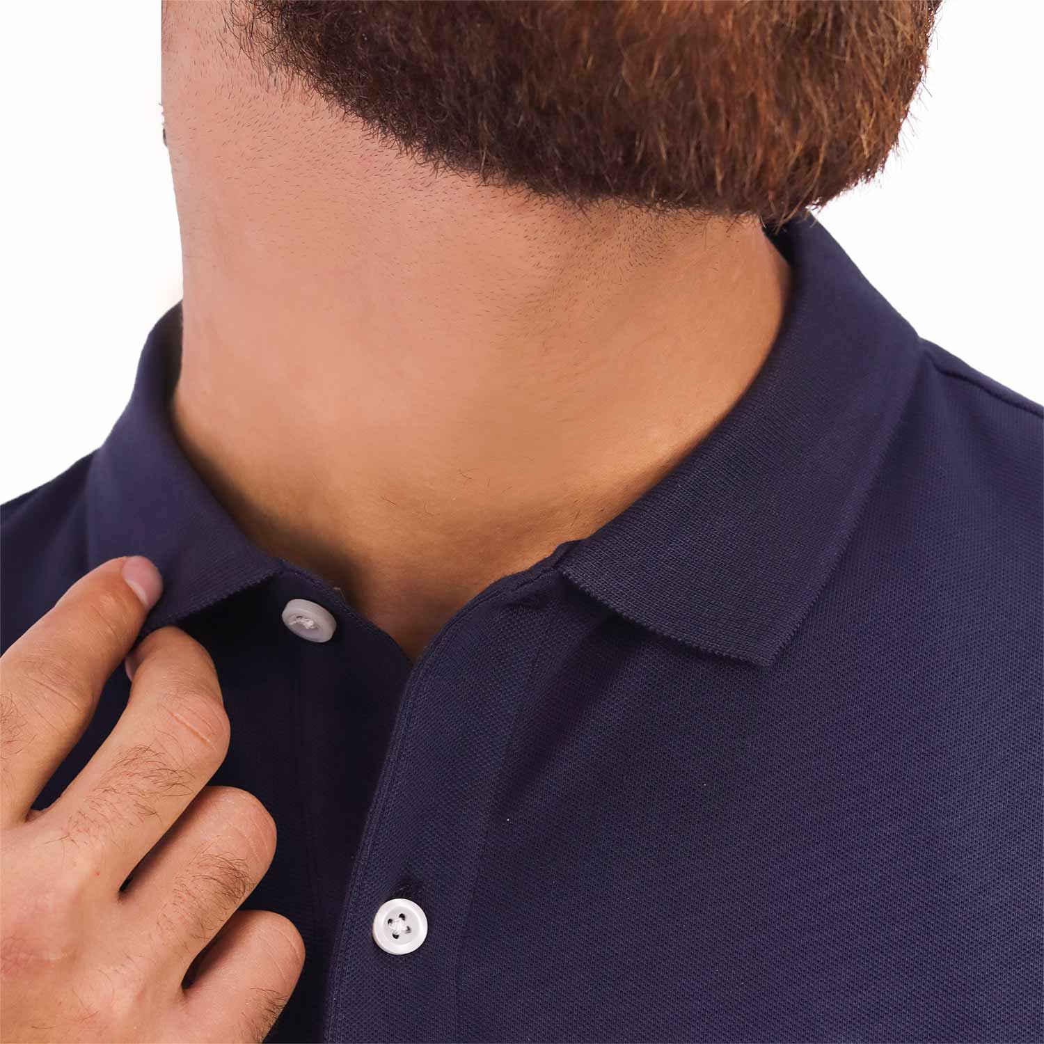 Men's Pique Flat Knit Collar Slim Fit Embroidery Solid Polo