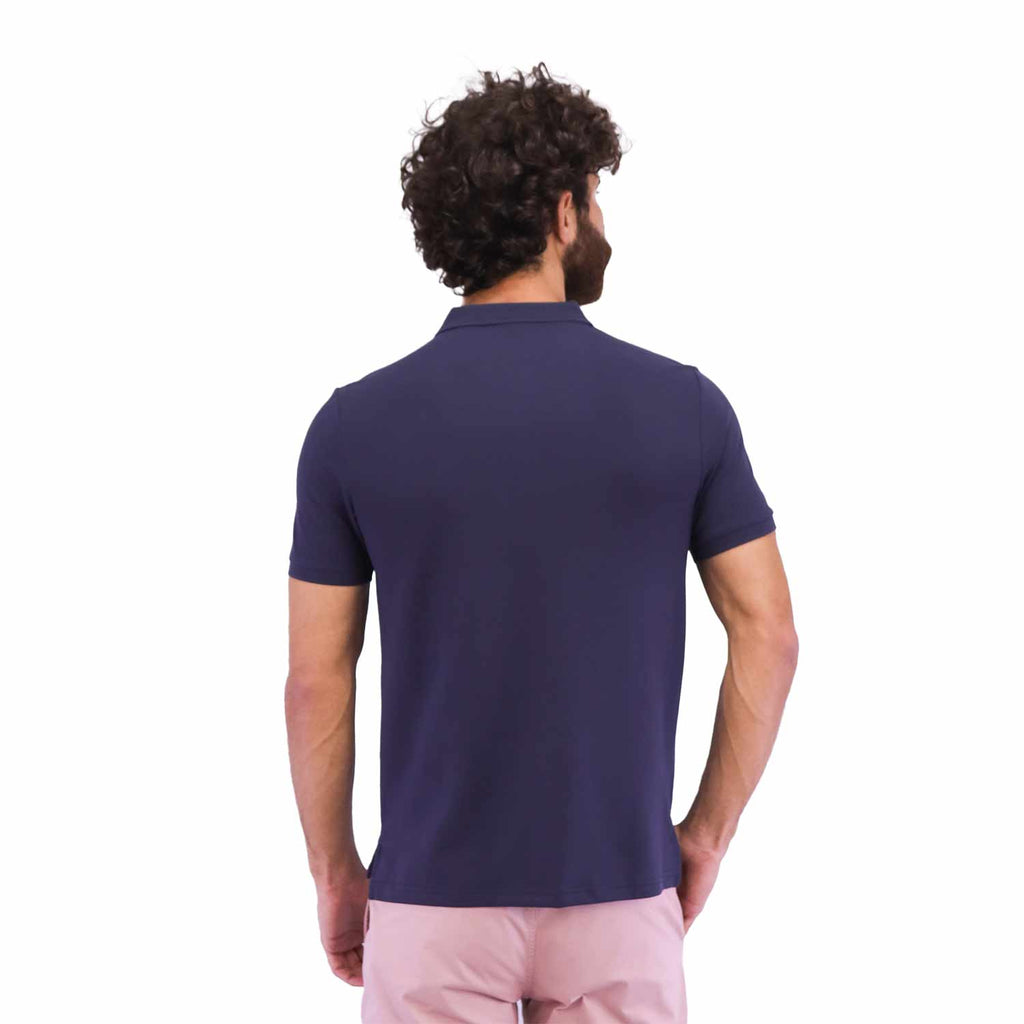 Men's Pique Flat Knit Collar Slim Fit Embroidery Solid Polo