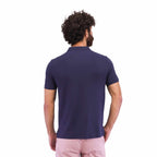 Men's Pique Flat Knit Collar Slim Fit Embroidery Solid Polo