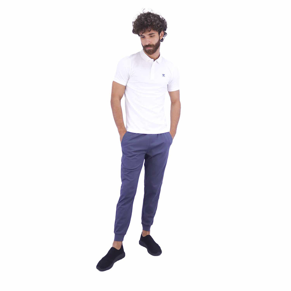 Men's Pique Flat Knit Collar Slim Fit Embroidery Solid Polo