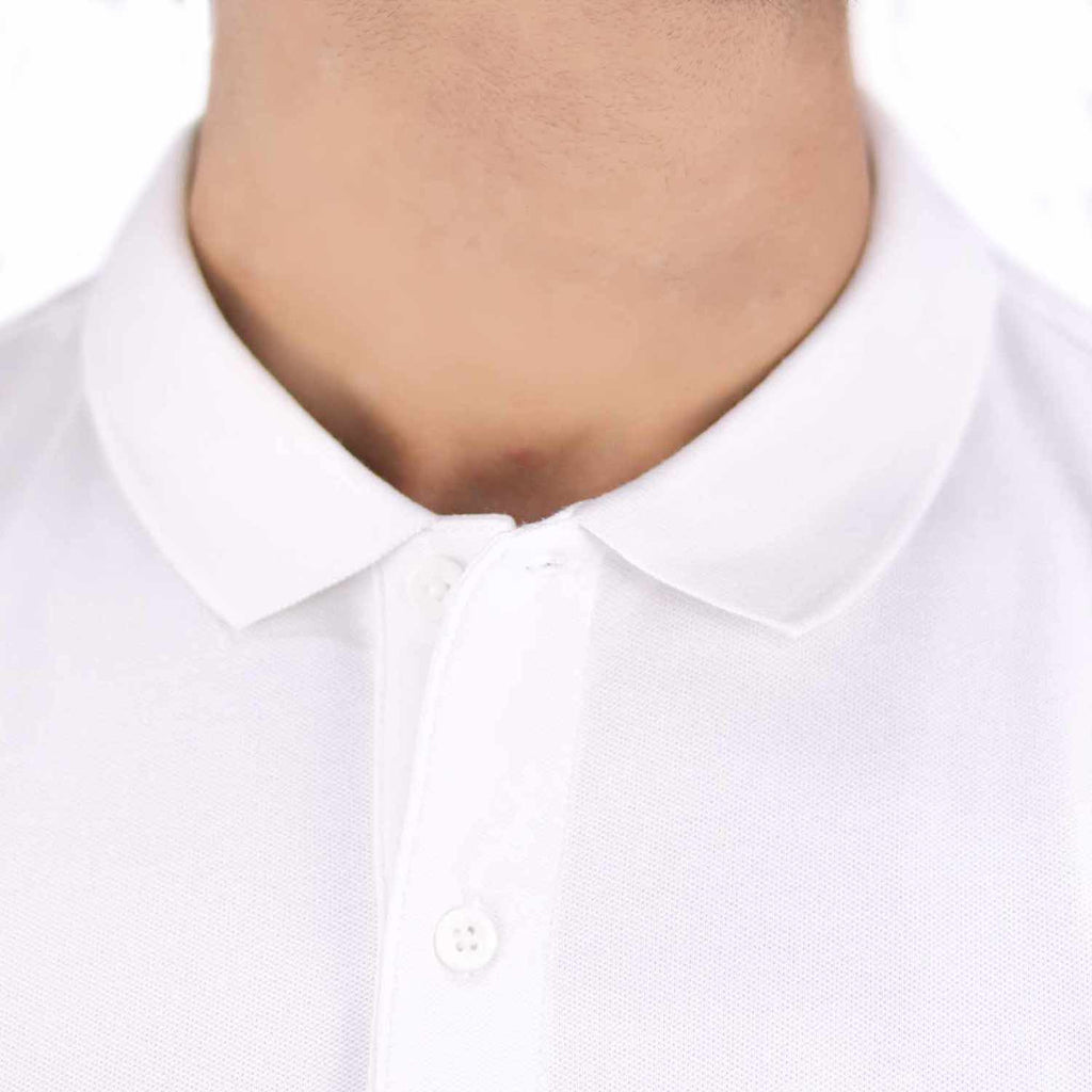 Men's Pique Flat Knit Collar Slim Fit Embroidery Solid Polo