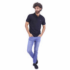 Men's Pique Flat Knit Collar Slim Fit Embroidery Solid Polo