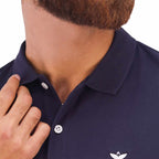 Men's Pique Flat Knit Collar Slim Fit Embroidery Solid Polo