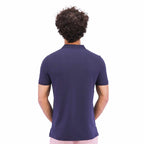 Men's Pique Flat Knit Collar Slim Fit Embroidery Solid Polo