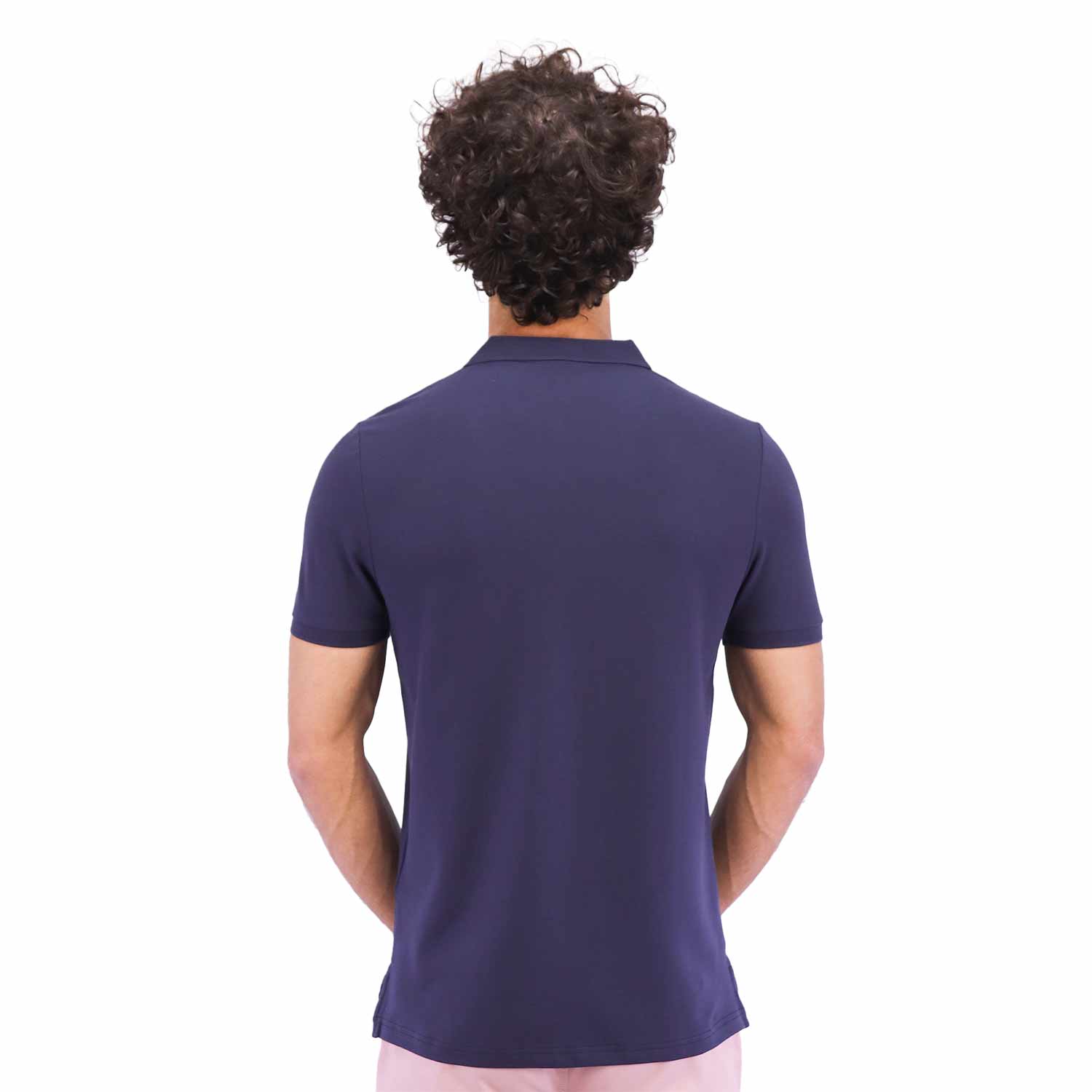 Men's Pique Flat Knit Collar Slim Fit Embroidery Solid Polo