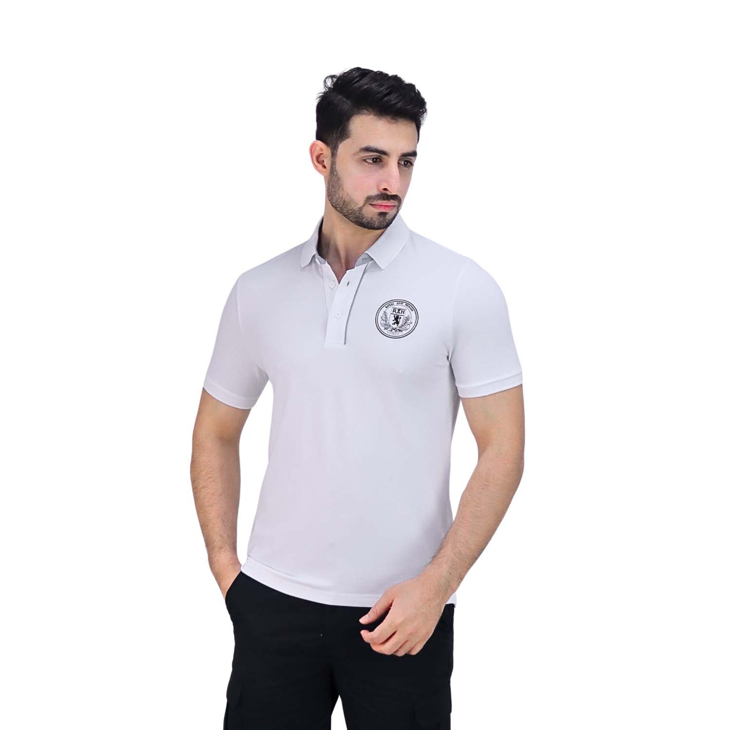Men's Pique Flat Knit Collar Short Sleeve Thematic Slim Fit Embroidery Bold Polo