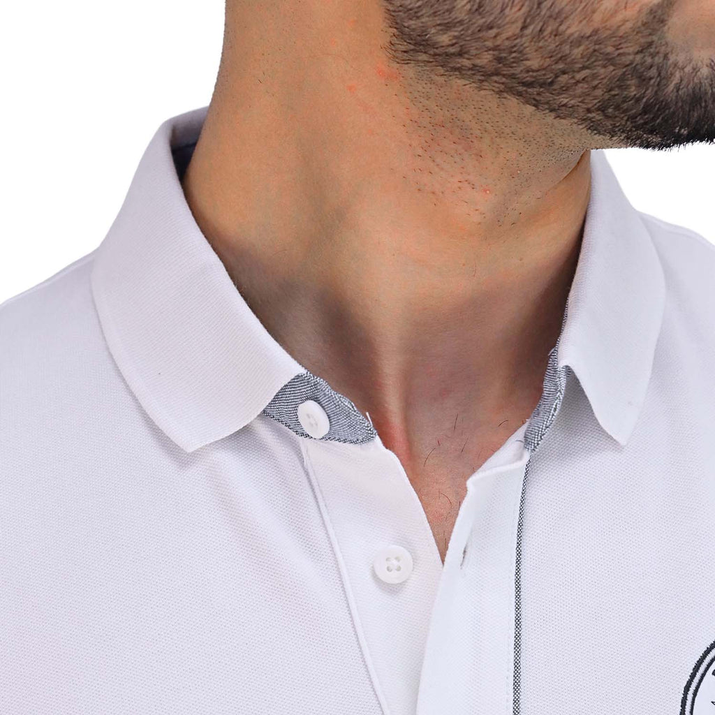 Men's Pique Flat Knit Collar Short Sleeve Thematic Slim Fit Embroidery Bold Polo