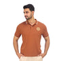 Giordano Men's Pique Flat Knit Collar Short Sleeve Thematic Slim Fit Embroidery Bold Polo-Brown