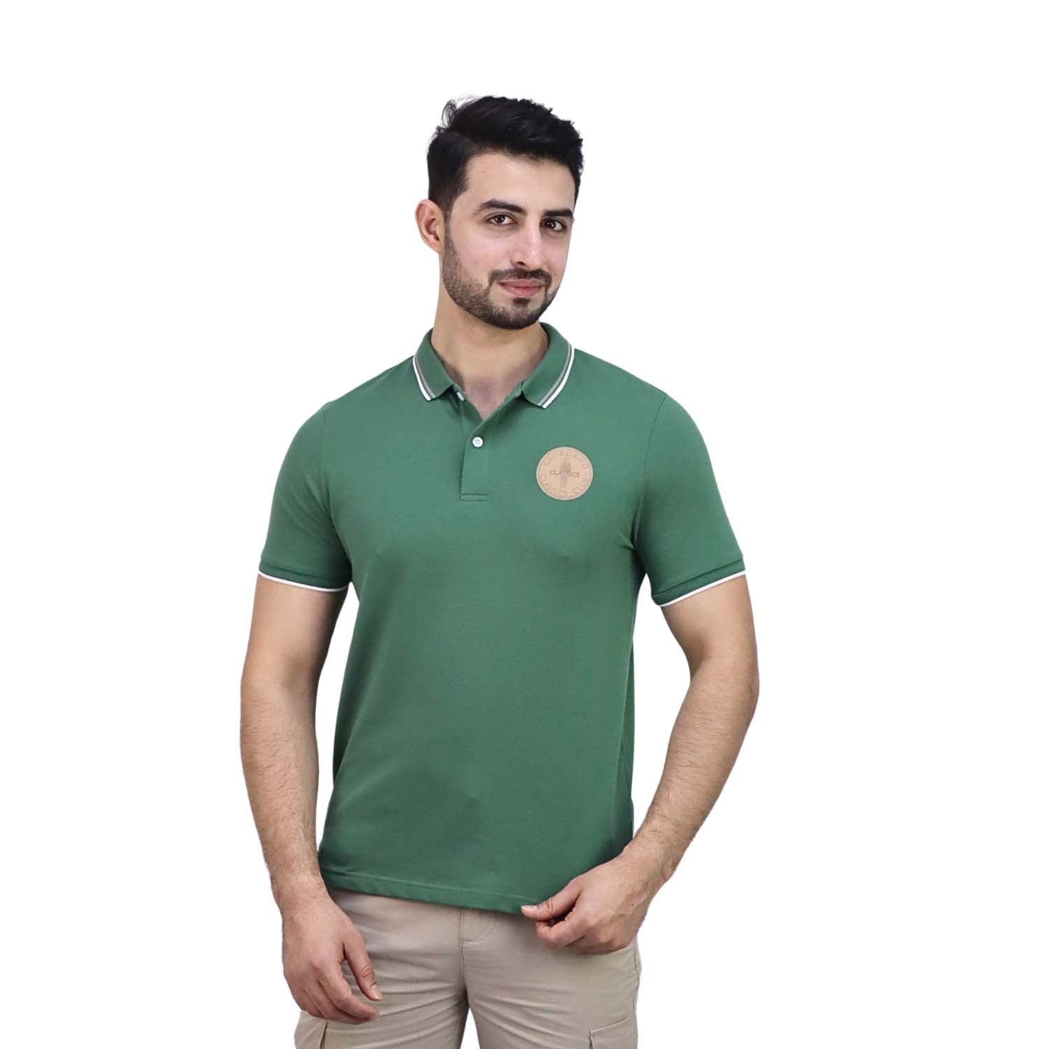 Men's Pique Flat Knit Collar Short Sleeve Thematic Slim Fit Embroidery Bold Polo