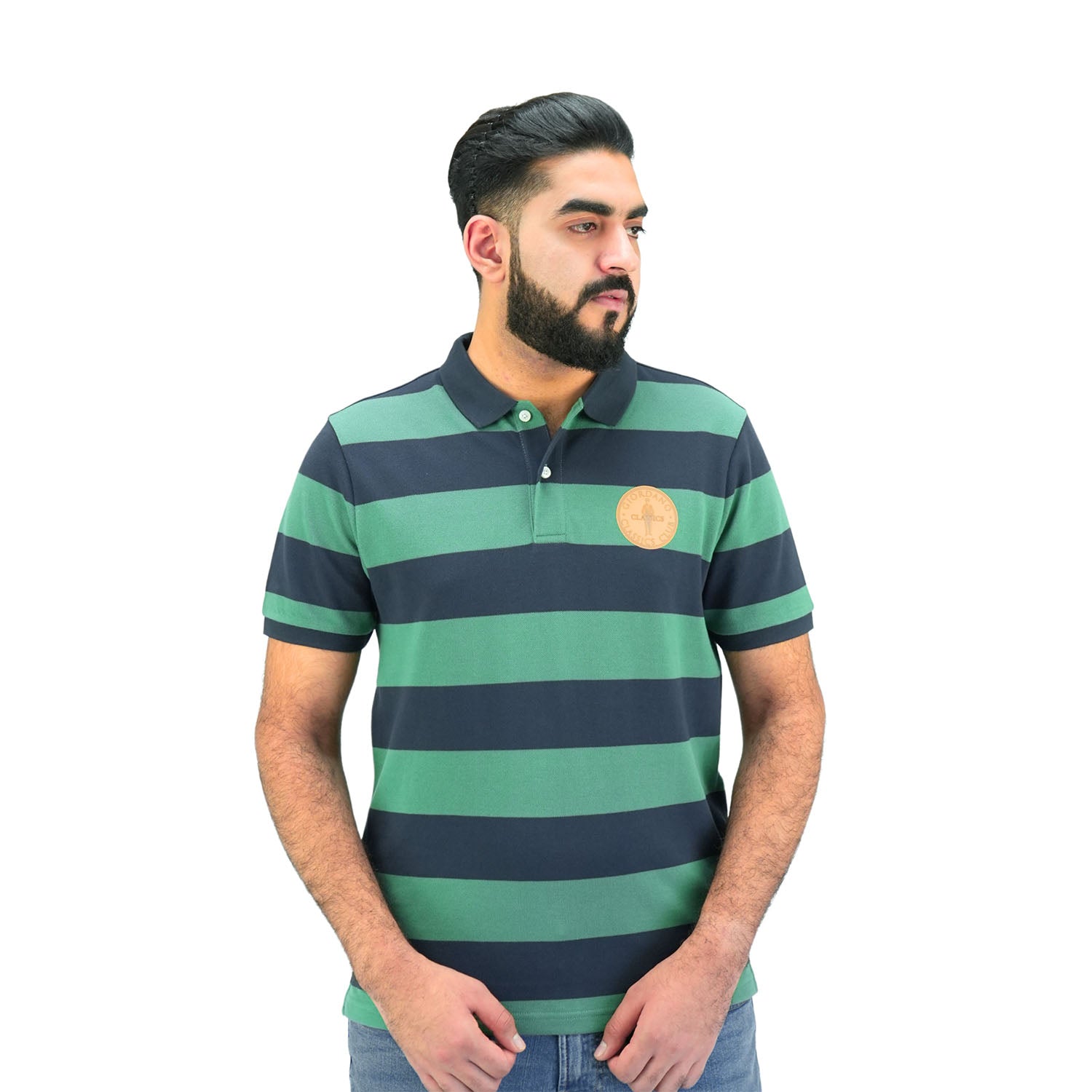Men's Pique Flat Knit Collar Short Sleeve Thematic Slim Fit Embroidery Bold Polo