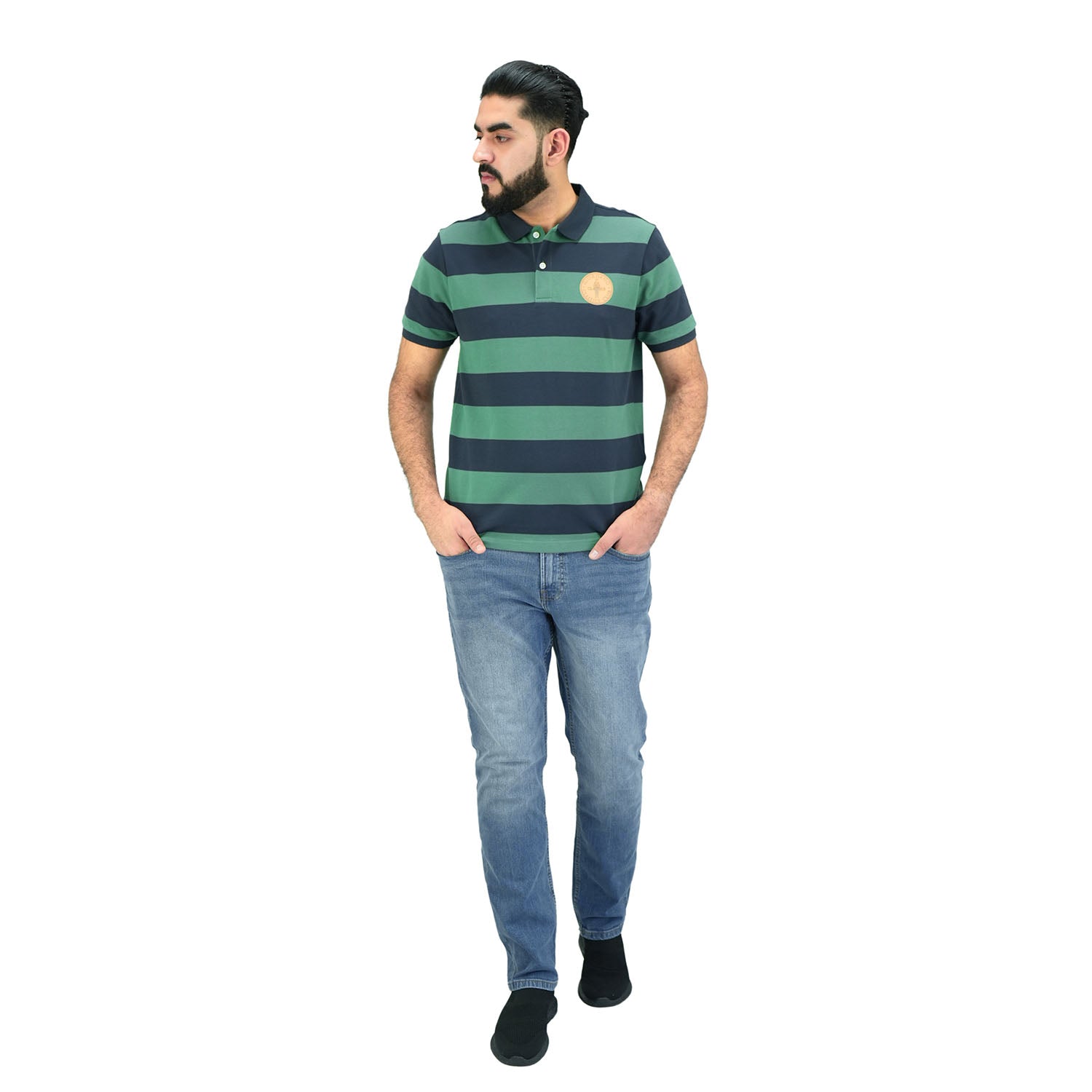 Men's Pique Flat Knit Collar Short Sleeve Thematic Slim Fit Embroidery Bold Polo