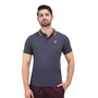 Giordano Men's Pique Flat Knit Collar Short Sleeve Eagle Embroidery Solid Color Polo-Gray