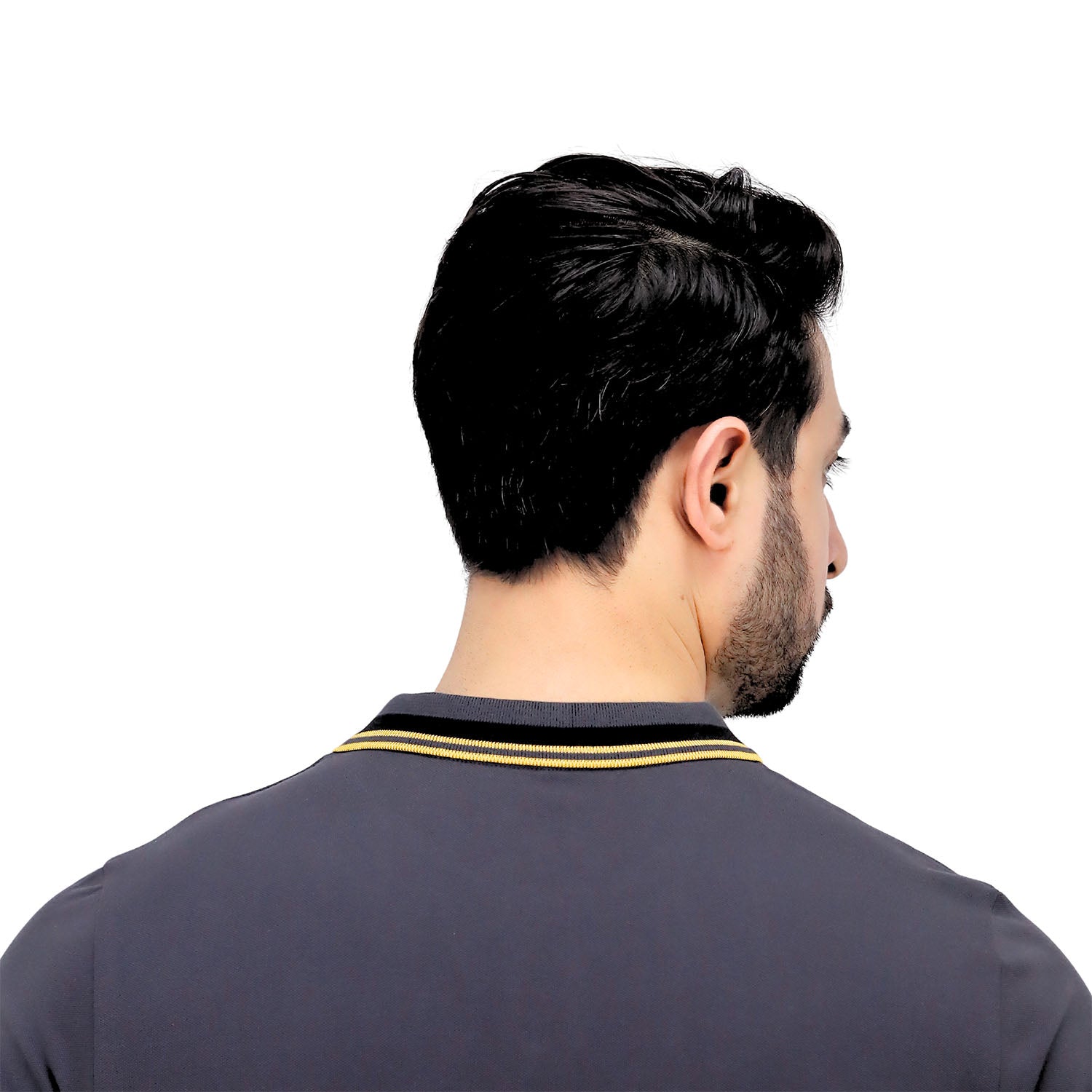 Men's Pique Flat Knit Collar Short Sleeve Eagle Embroidery Solid Color Polo