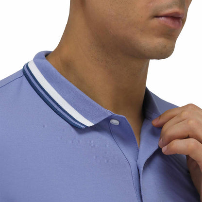 Men's Pique Flat Knit Collar Short Sleeve Eagle Embroidery Solid Color Polo