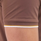 Men's Pique Flat Knit Collar Short Sleeve Eagle Embroidery Solid Color Polo