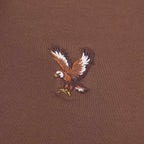 Men's Pique Flat Knit Collar Short Sleeve Eagle Embroidery Solid Color Polo