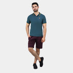 Men's Pique Flat Knit Collar Short Sleeve Eagle Embroidery Solid Color Polo