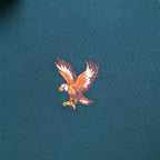 Men's Pique Flat Knit Collar Short Sleeve Eagle Embroidery Solid Color Polo
