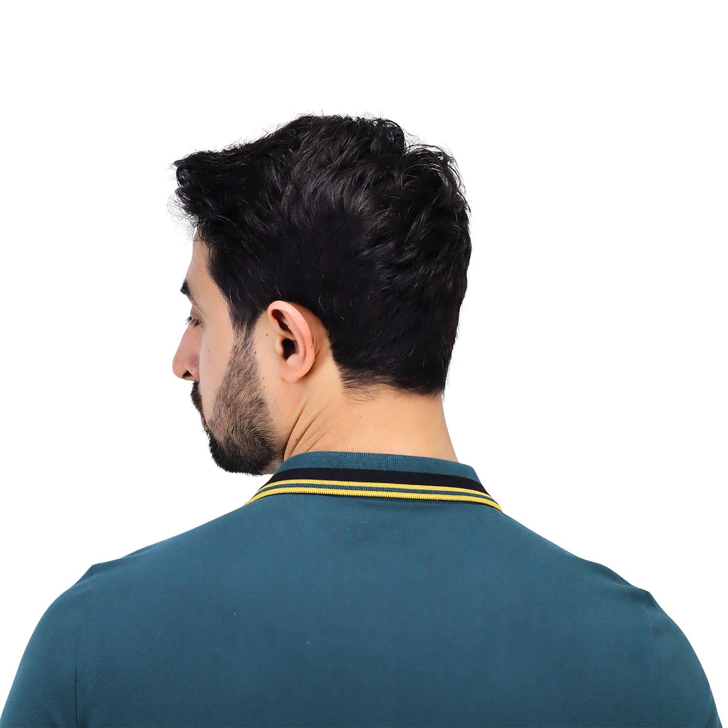 Men's Pique Flat Knit Collar Short Sleeve Eagle Embroidery Solid Color Polo