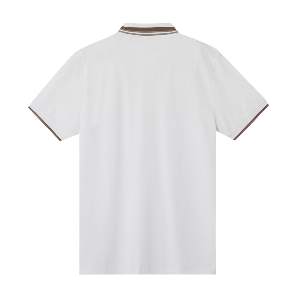 Men's Pique Flat Knit Collar Short Sleeve Eagle Embroidery Solid Color Polo