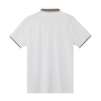 Men's Pique Flat Knit Collar Short Sleeve Eagle Embroidery Solid Color Polo