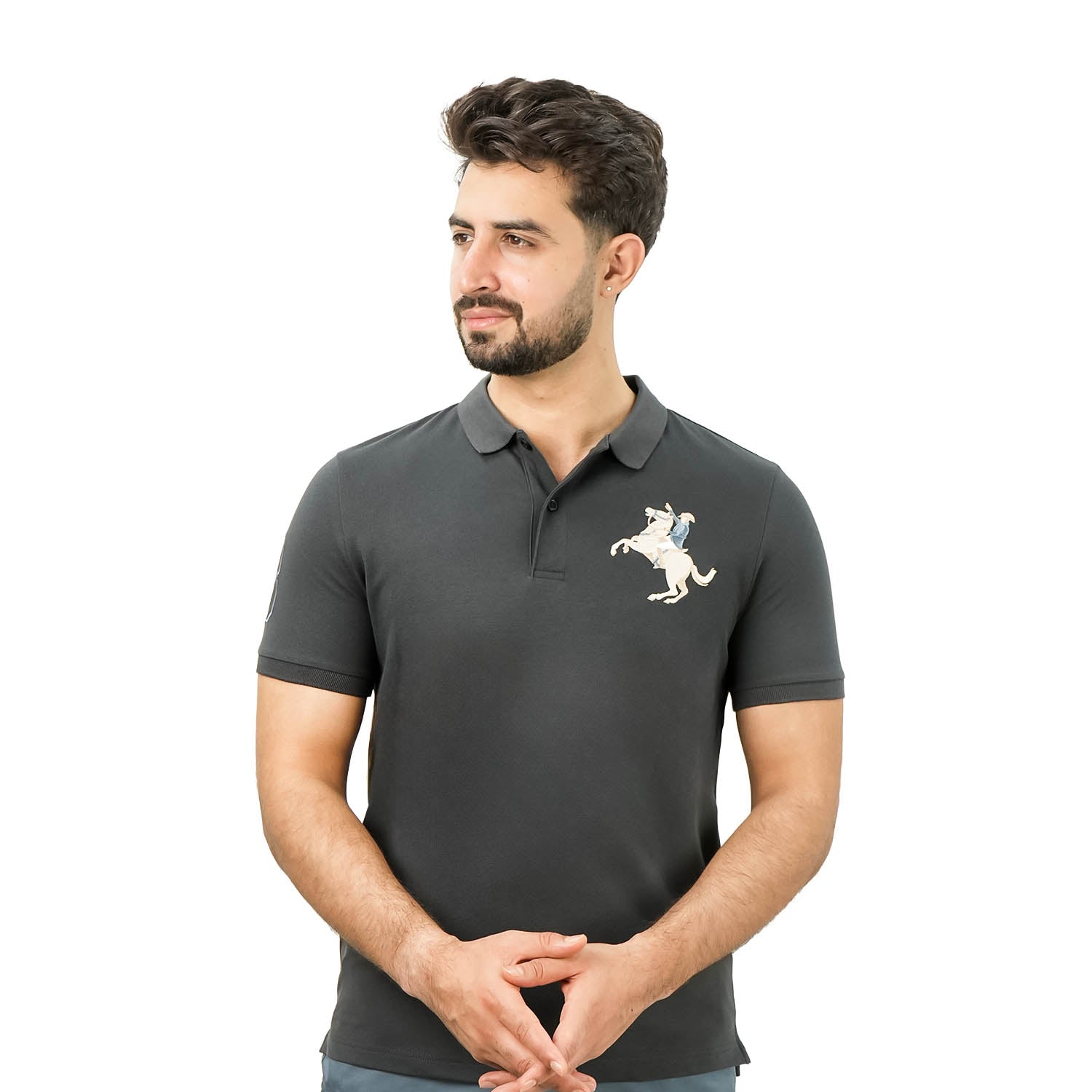 Men's Slim Fit Cotton Short Sleeve Napoleon Polo