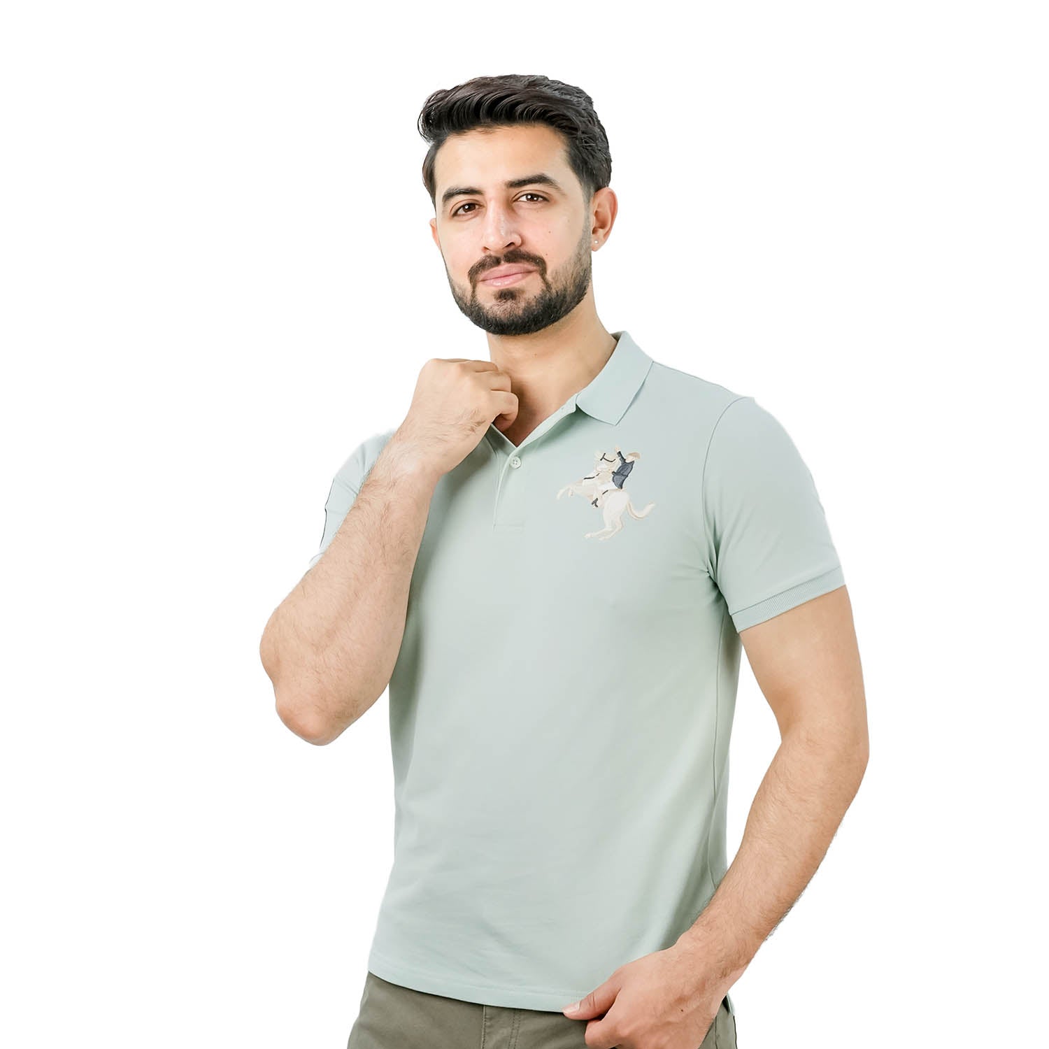 Men's Slim Fit Cotton Short Sleeve Napoleon Polo