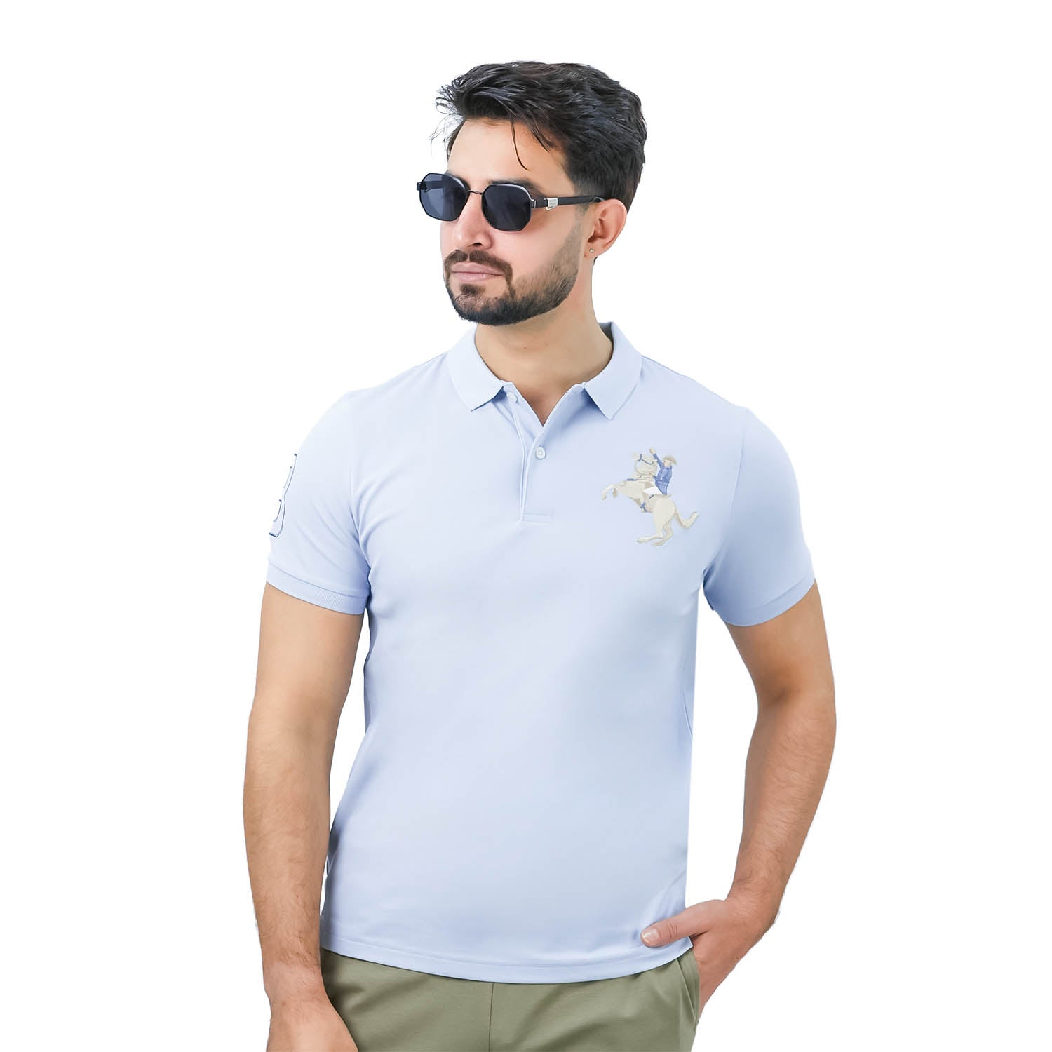 Men's Slim Fit Cotton Short Sleeve Napoleon Polo