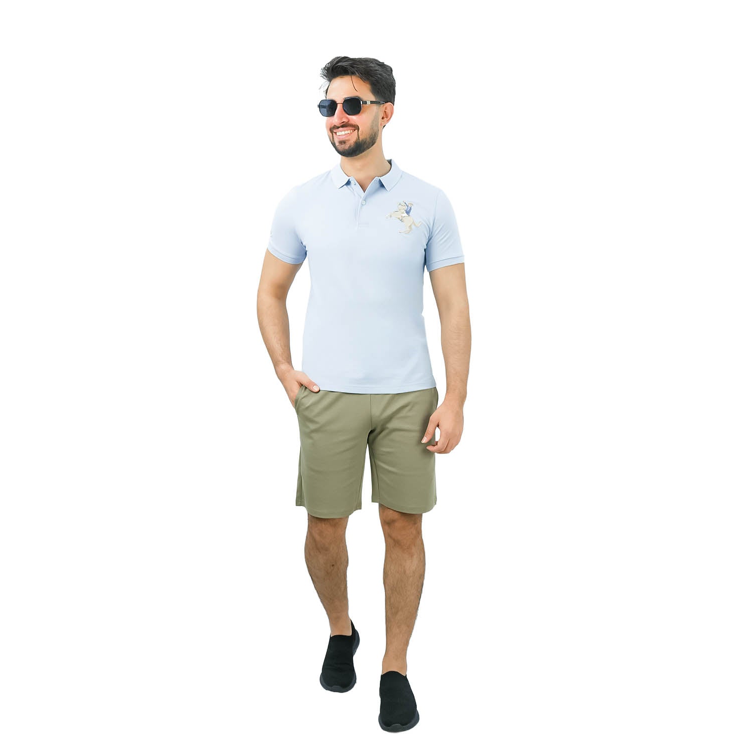 Men's Slim Fit Cotton Short Sleeve Napoleon Polo