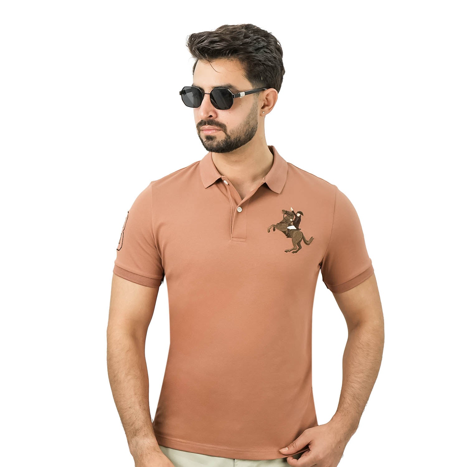 Men's Slim Fit Cotton Short Sleeve Napoleon Polo