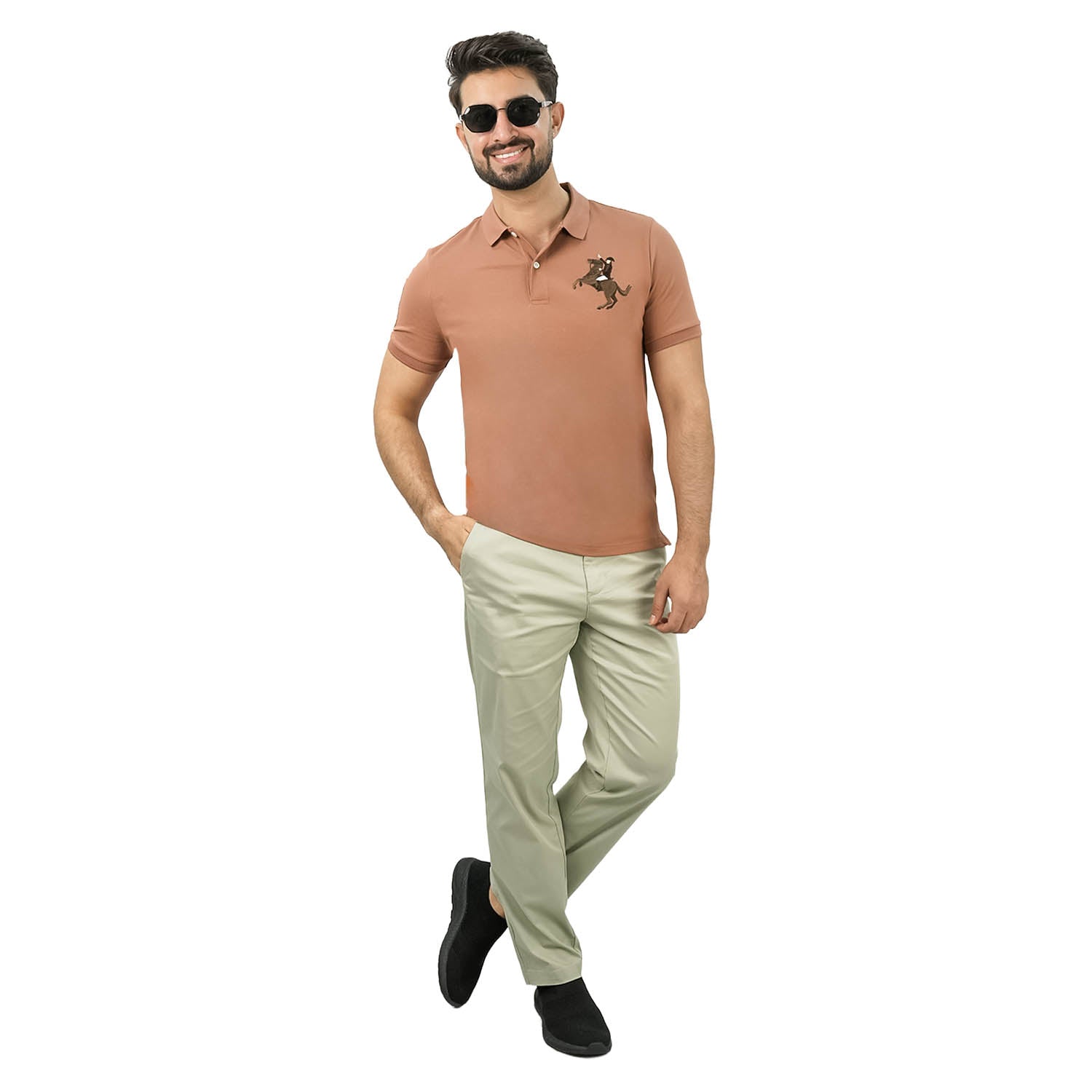 Men's Slim Fit Cotton Short Sleeve Napoleon Polo
