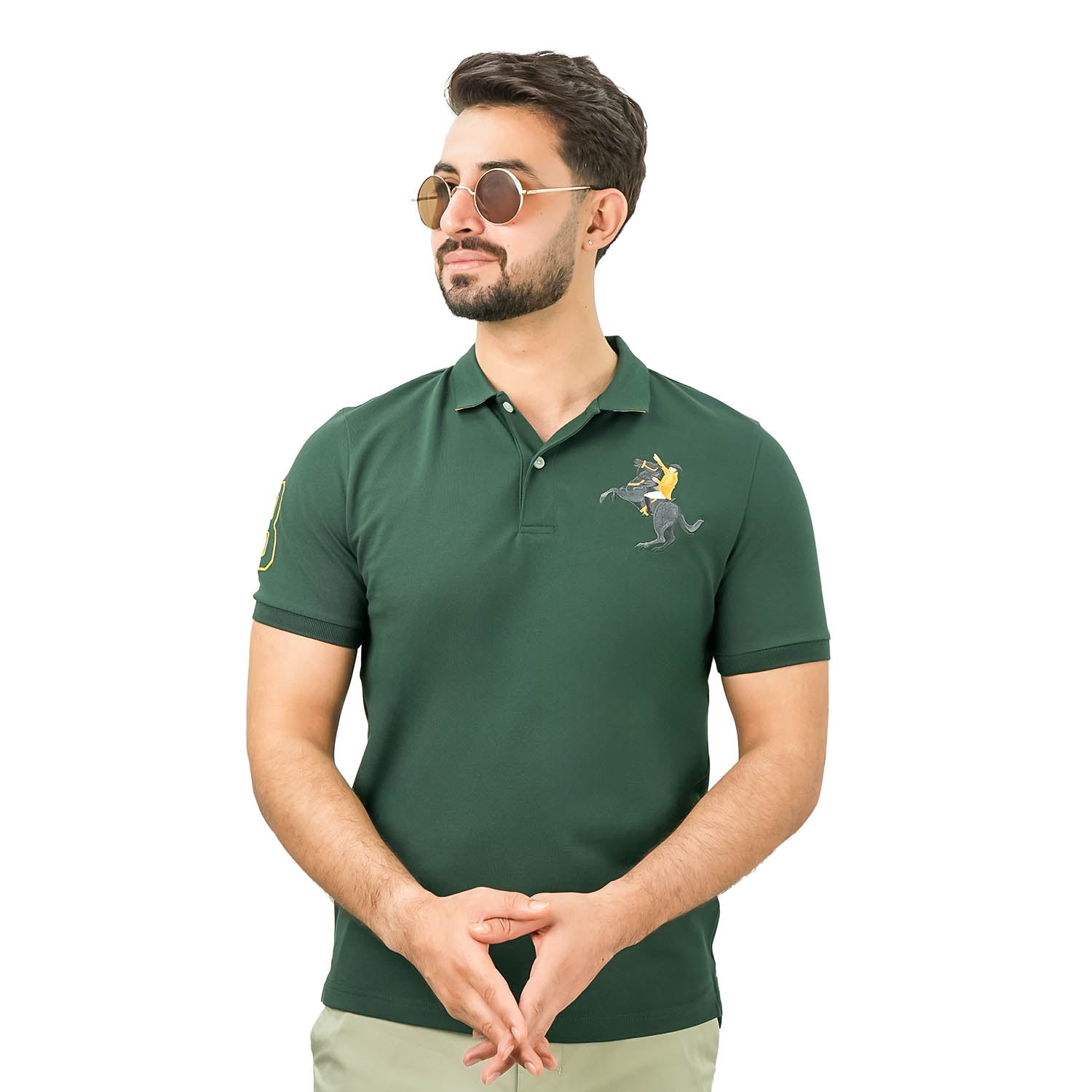 Men's Slim Fit Cotton Short Sleeve Napoleon Polo