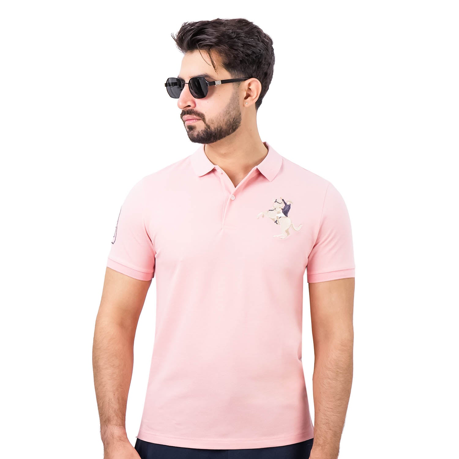 Men's Slim Fit Cotton Short Sleeve Napoleon Polo