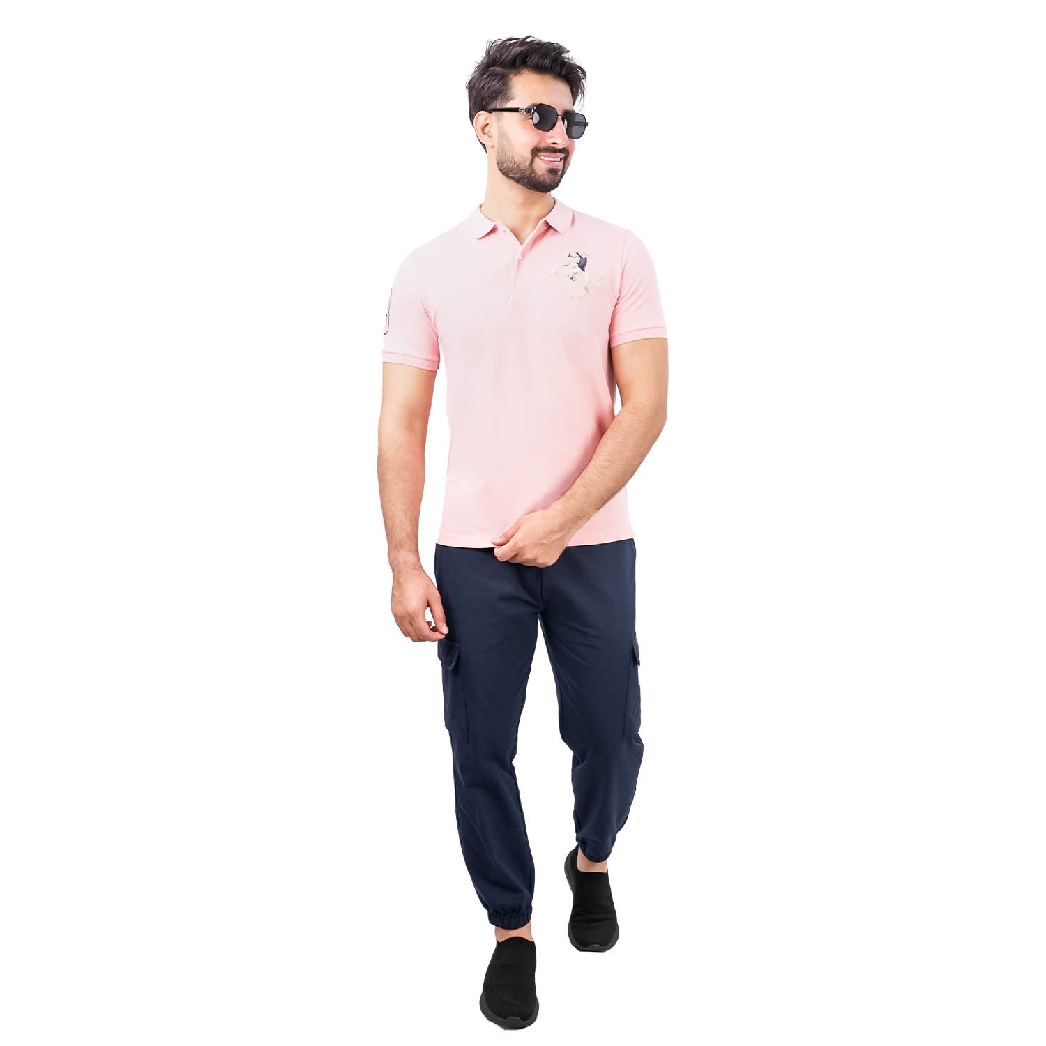 Men's Slim Fit Cotton Short Sleeve Napoleon Polo